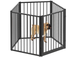 Cercadinho de filhotes com 5 placas de malha, porta dobrável, para cães pequenos e médios, preto | S/MARCA
