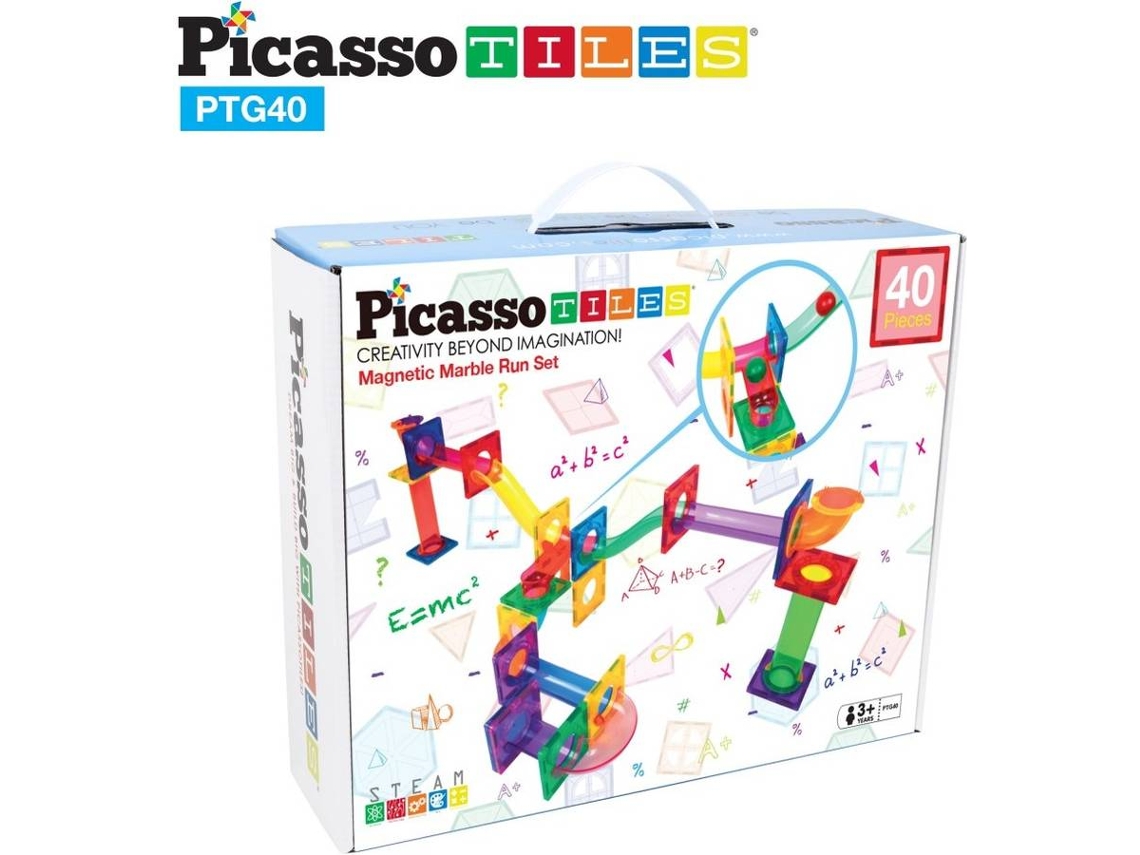 Conjunto de Blocos Magnéticos PICASSO TILES 40 Peças (Idade Miníma Recomendada: 3 anos)