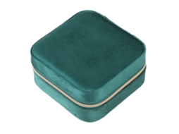 Caixa de Joias de Veludo Compacta Organizador Portátil para Viagem com Zíper Verde escuro | S/MARCA