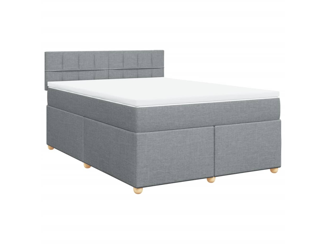 Cama com Molas e Colchão Tecido Cinzento Claro MAISON EXCLUSIVE (140x200 cm)
