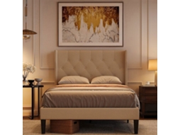 Estrutura de Cama Estofada Bege 120 X 200 Cm BEALIFE
