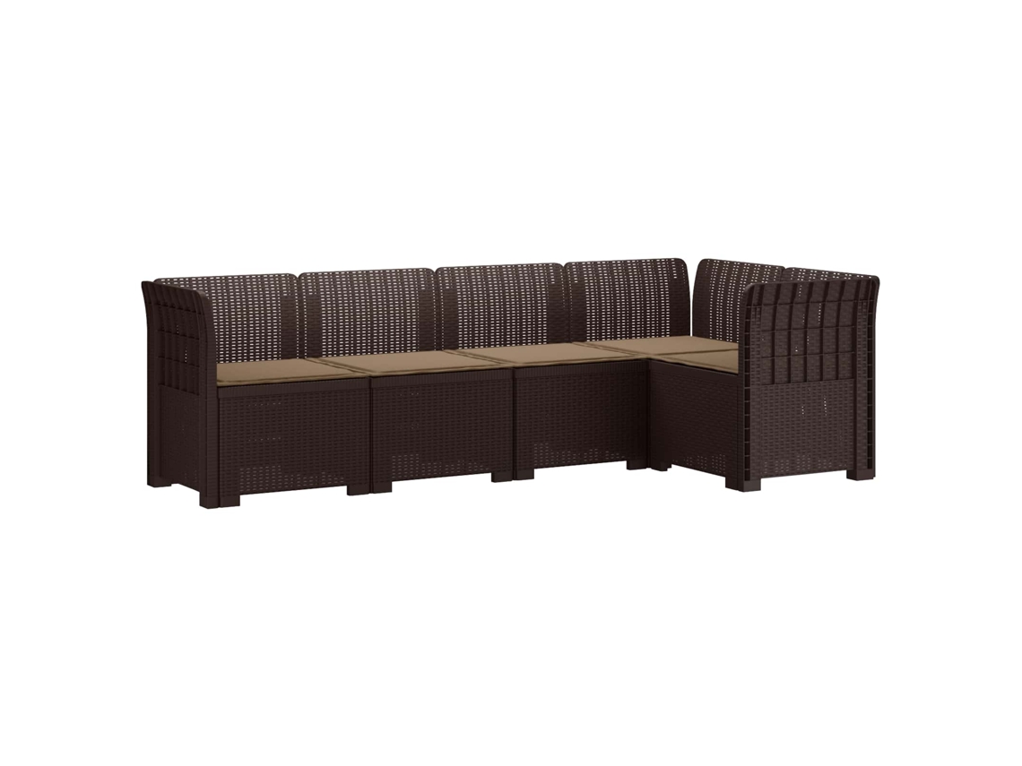 Vidaxl Sofá De Jardim De 5 Pessoas Com Almofadas Visual De Rattan Pp
