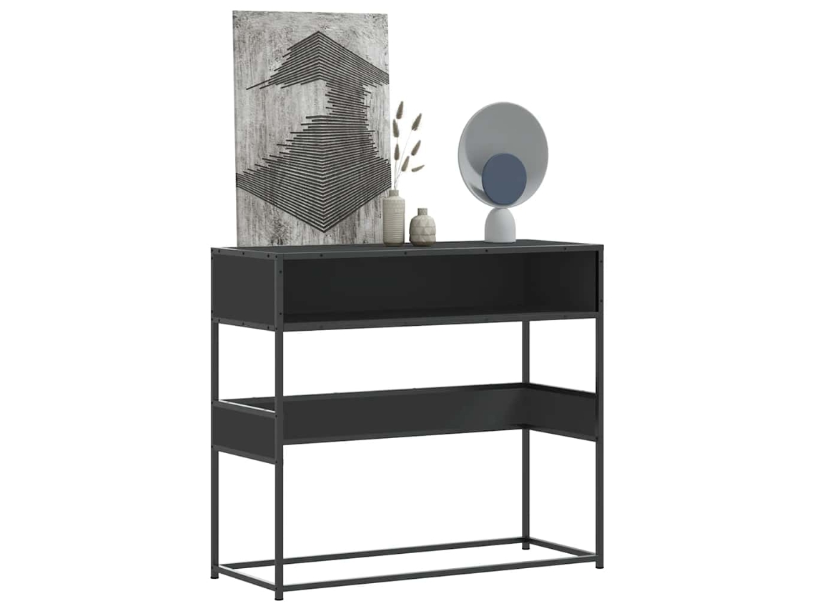 Vidaxl Mesa Consola 90x35x80 Cm Derivados De Madeira Preto