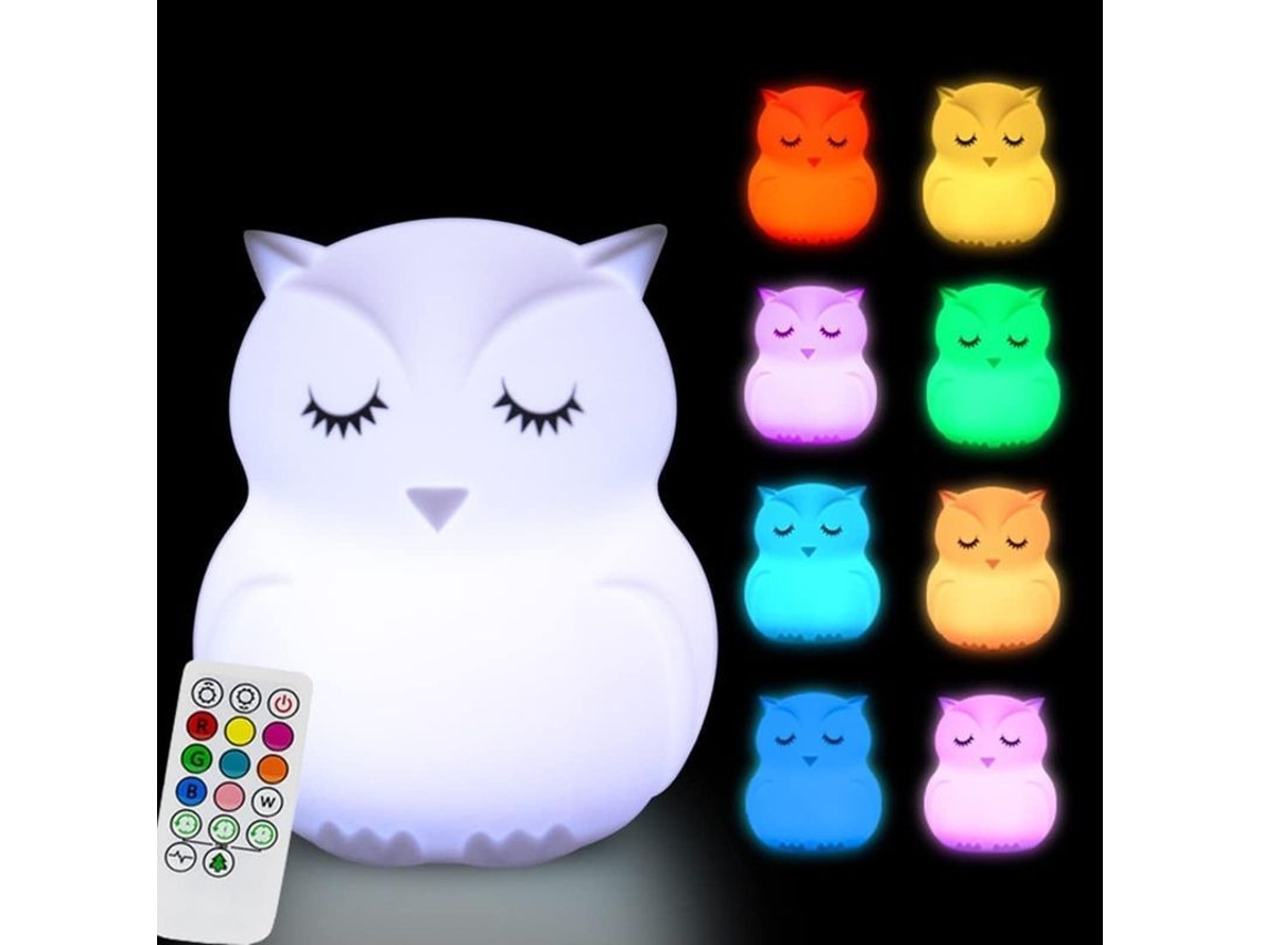 Lâmpada Noturna De Coruja Grande Para Crianças, Luz Led De Silicone Para Bebê, Lâmpada De Quarto Com Controle Remoto