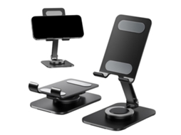 Suporte Metálico Universal 360°, Regulável P/ Telemóveis e Tablets