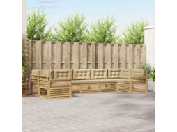 Vidaxl Conjunto De Sofás Para Exterior 7 Unid. Branco E Bege