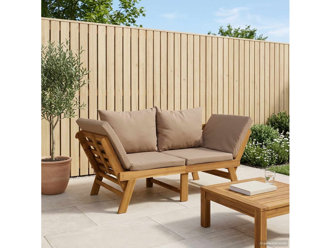 Vidaxl Banco De Jardim 3 Em 1 Com Cushions Madeira Sólida De Acácia