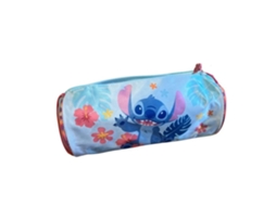 Estojo Infantil Stitch Forma Cilíndrica 23cm Grande Capacidade Azul E Rosa Ideal Para Escola E Escritório Eurobaq
