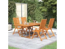 Vidaxl 5 Pcs Conjunto De Jantar Para Jardim Madeira De Acácia Maciça 150-200 Cm