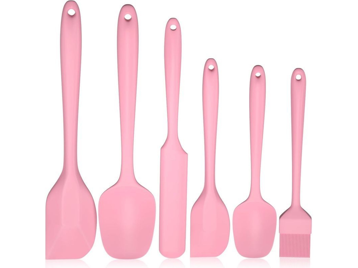 Conjunto de 6 Espátulas de Silicona para Cozinha, Resistente Ao Calor Fda, Utensílios de Cozinha Antiaderentes (rosa)