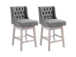 Conjunto de 2 bancos de bar giratórios 180°, com apoio de pés, 45,7x57,2x101cm cinza S/MARCA