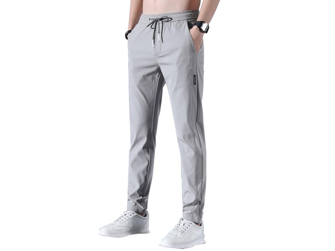 Calça Masculina Com Cintura Elástica, Tecido Frio E Respirável, Antiestática E Uv, Quick-dry, Design Moderno Cinza