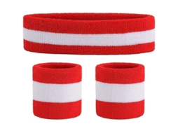 Conjunto de Cintas de Suor Cabeça e Pulseira Listrada YURU