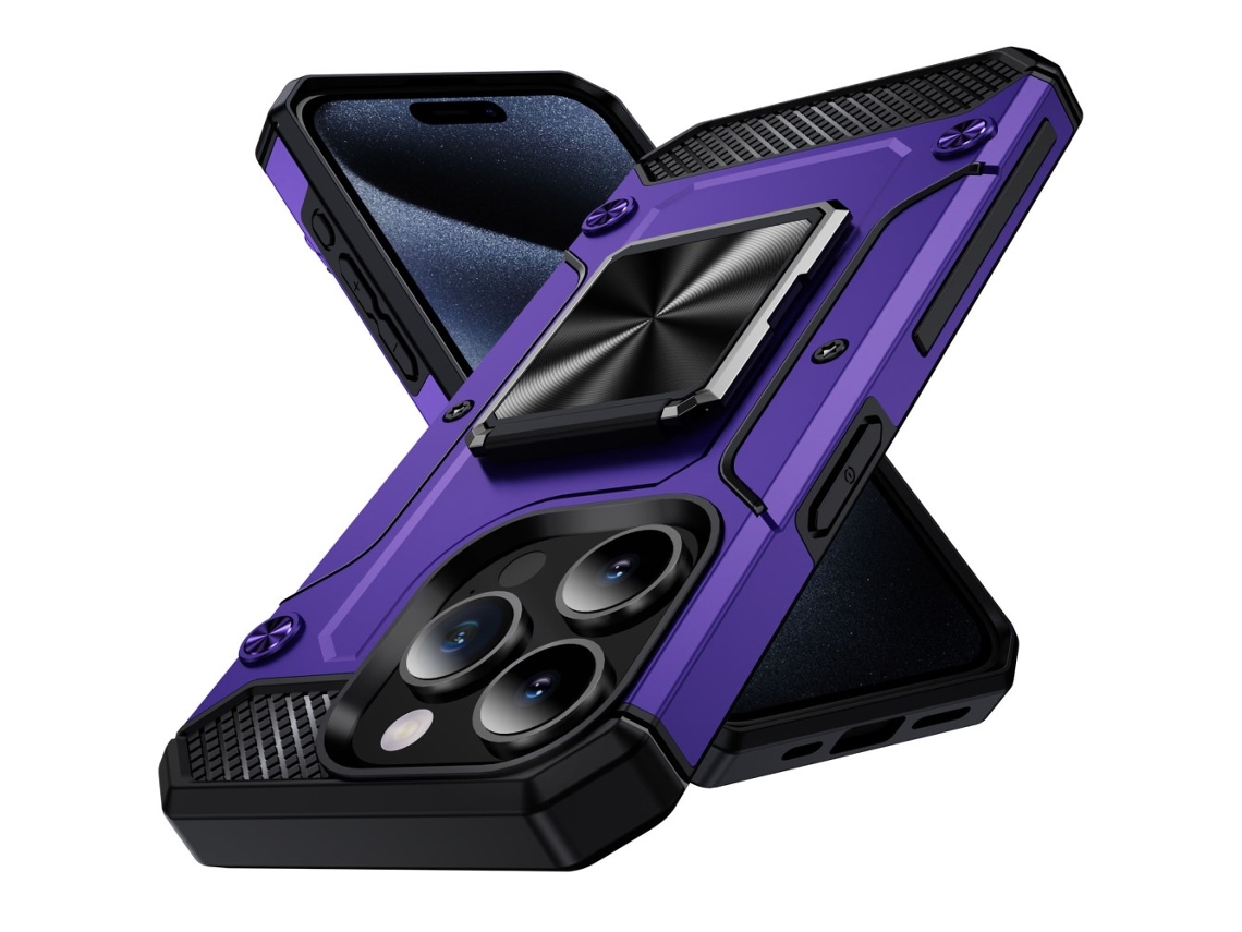 Suporte Casa Para Iphone 14 Pro Max Pele Sintética Roxo