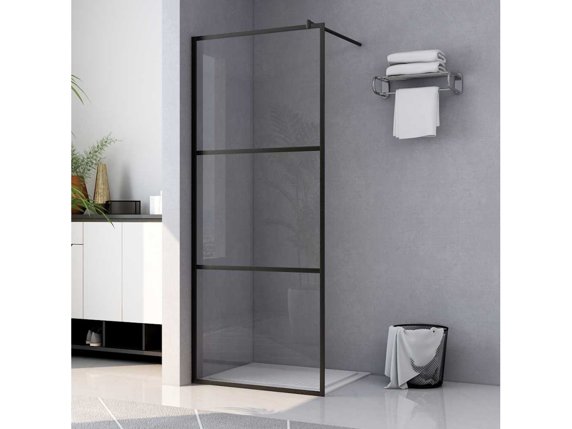 Vidaxl Divisória De Chuveiro Vidro Transparente Esg 115x195 Cm Preto
