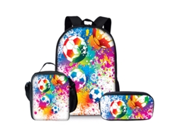 Mochila Escolar Panoona Conjunto De Lancheira E Estojo Com 3 Peças, Impressão 3d Futebol (17 Polegadas) Estilo 9
