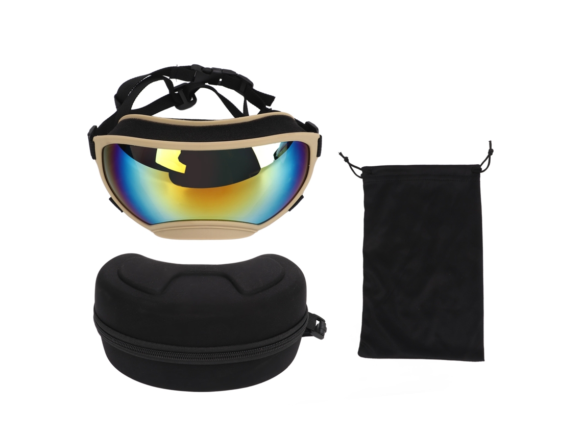 Óculos de proteção para cães com lentes vermelhas e moldura khaki, proteção UV | S/MARCA