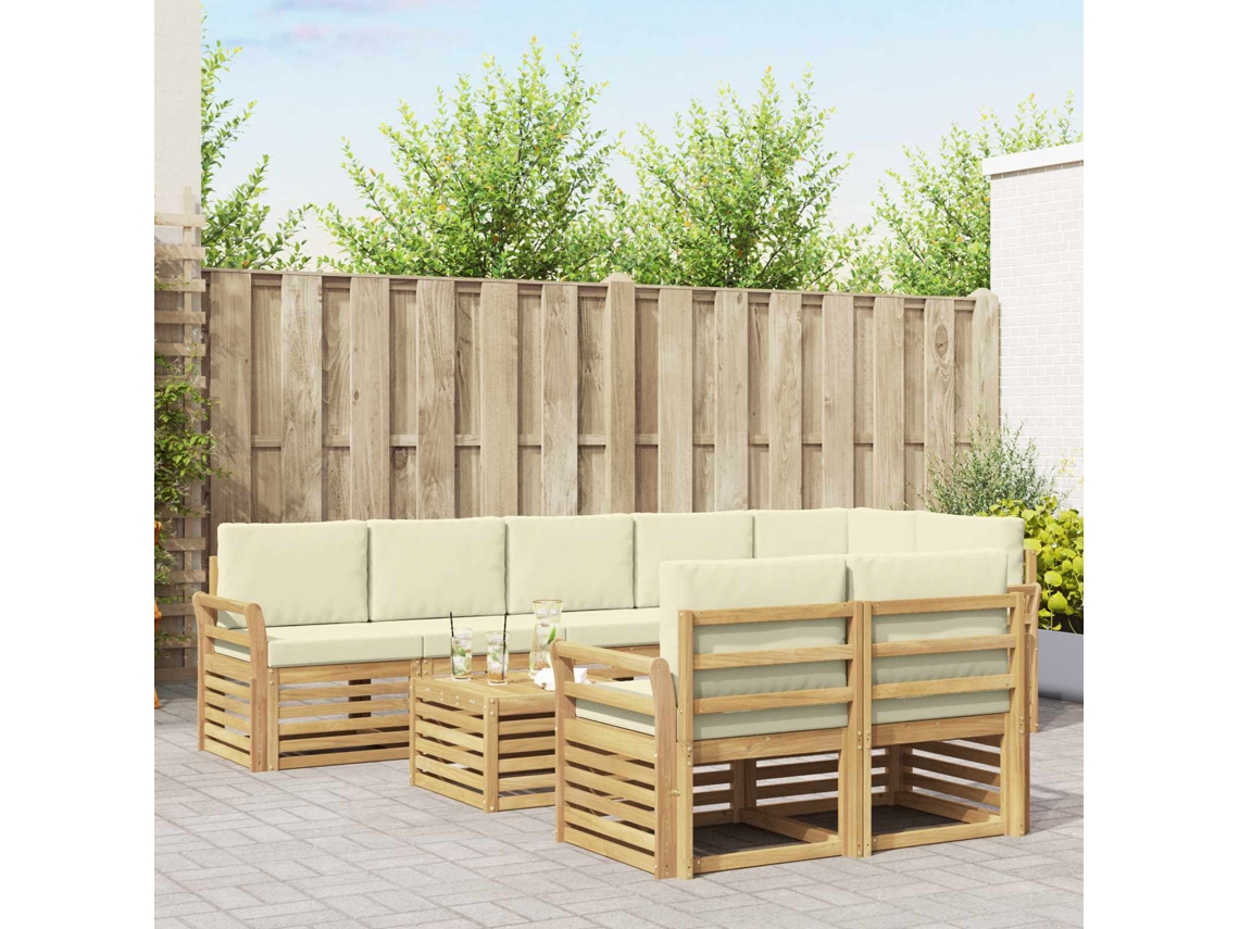 Vidaxl Conjunto De Sofás Para Exterior 9 Unid. Branco E Creme