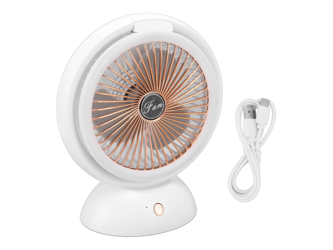 Ventilador Plegable Led Luz Cálida Recargable 4 Velocidades