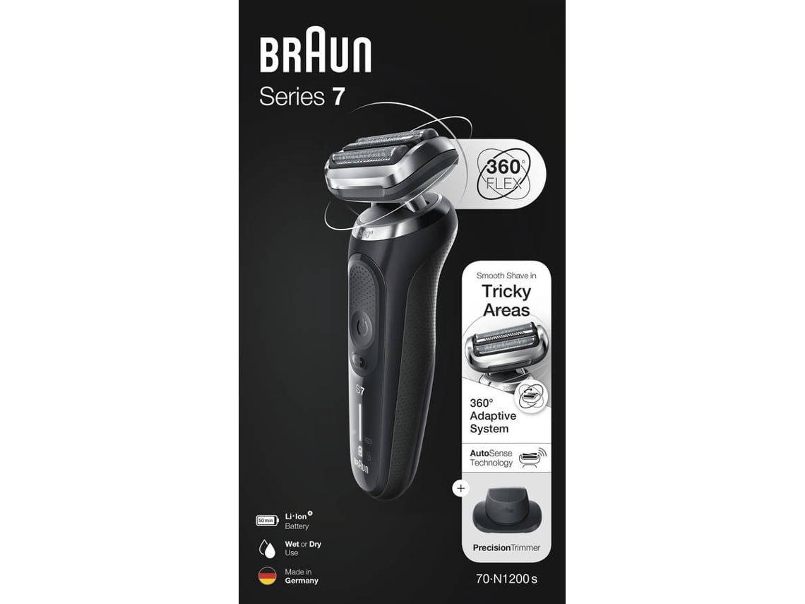 Máquina de Barbear BRAUN 70-N1200S 360 (Autonomia 50 min - Bateria)