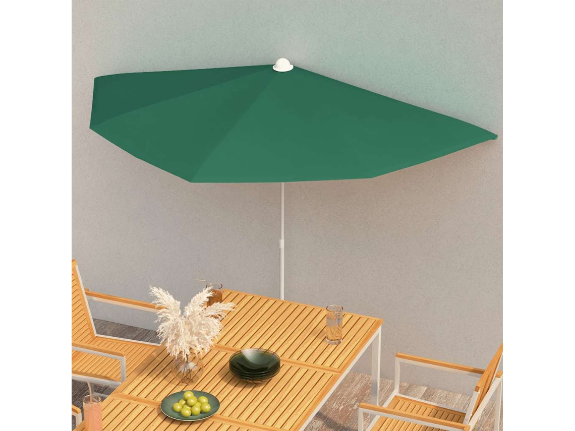 Vidaxl Guarda-sol Semicircular Com Mastro 180x90 Cm Verde