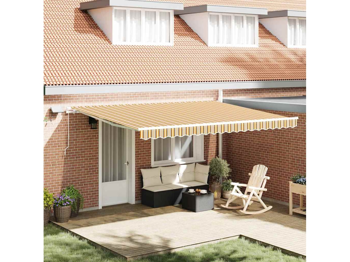 Vidaxl Toldo Retrátil Multicolor 450 × 300 Cm Tecido E Alumínio