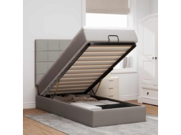 Vidaxl Cama Otomana Com Colchão 90x200 Cm Tecido Cinza