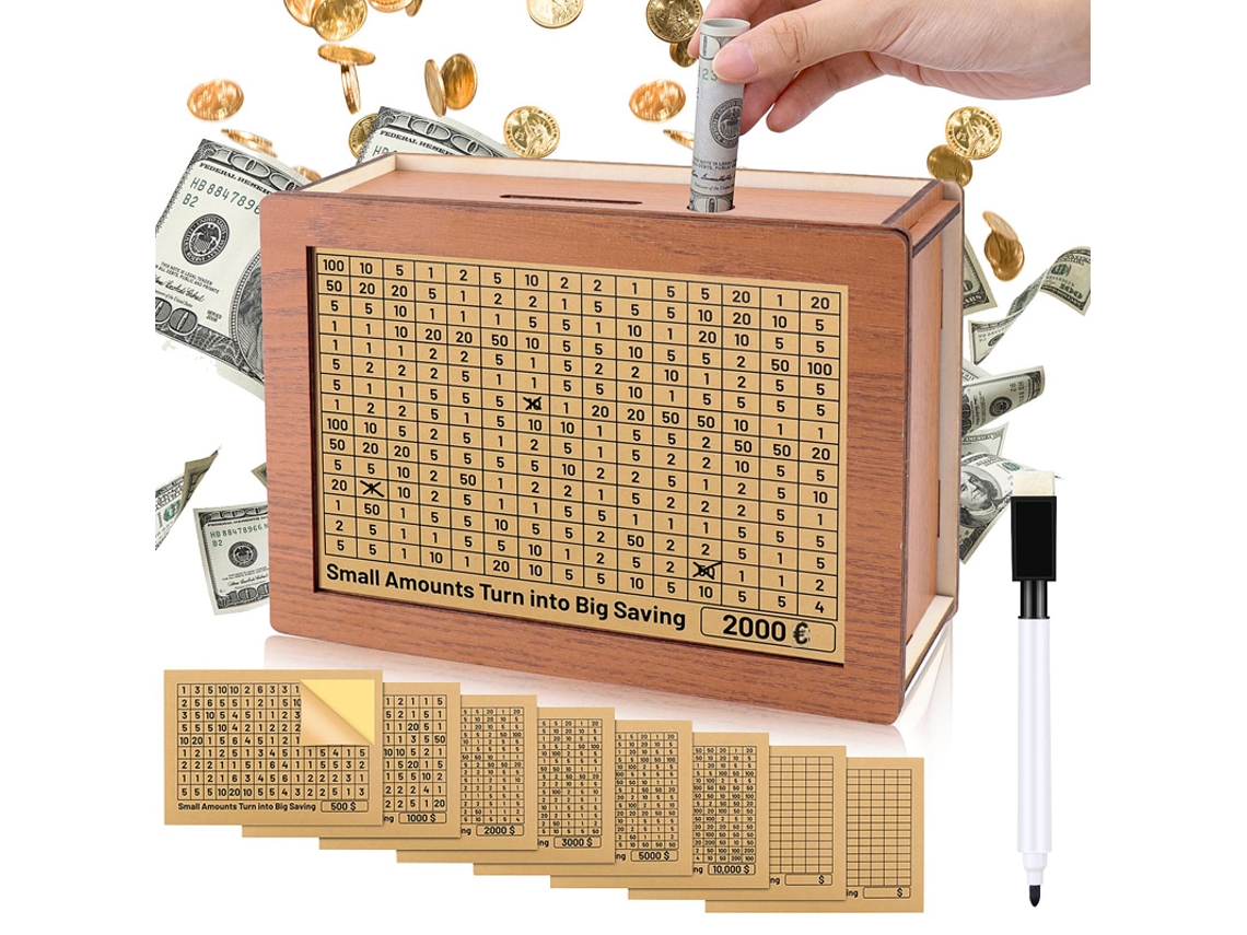 Cofrinho De Madeira Em Forma De Porquinho Com Calculadora, Cofre Para Guardar Dinheiro Para Adultos E Crianças. Aquaforge