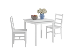 Conjunto Jantar 3 Peças Mesa Grupo C/ Cadeiras Madeira Maciça, Branco