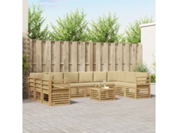 Vidaxl Conjunto De Sofás Para Exterior 11 Unid. Branco E Bege