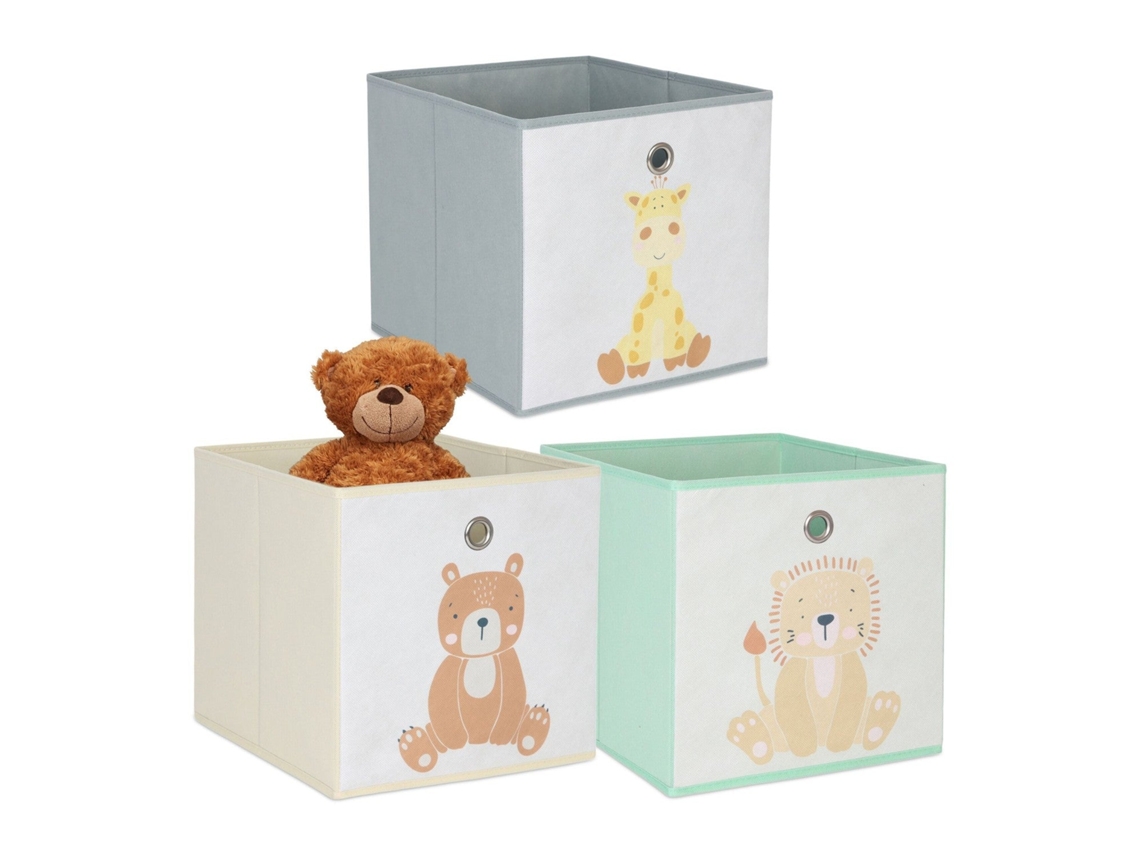 Conjunto De 3 Caixas Organizadoras Infantis Dobráveis Animais