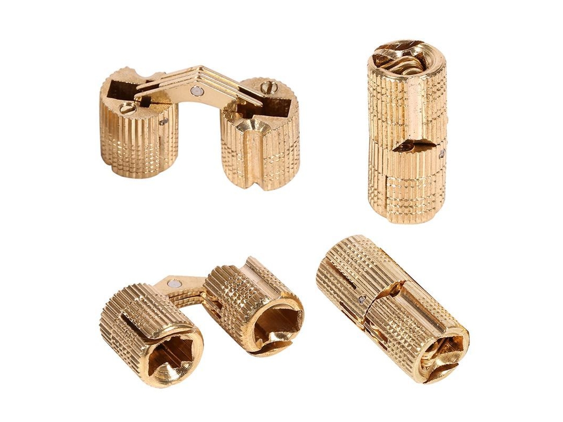 Dobradiças ocultas de latão dourado para caixa de joias, 12 mm, pacote com 4 unidades.