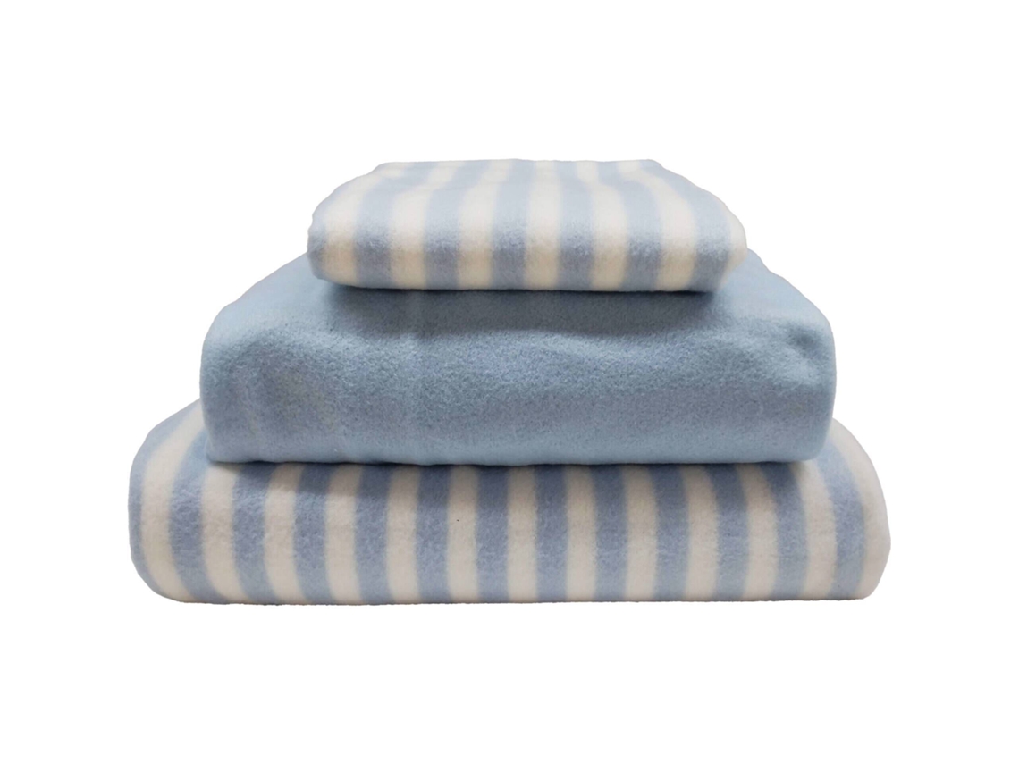 Conjunto Lençóis Polares 260x270cm Risca Azul