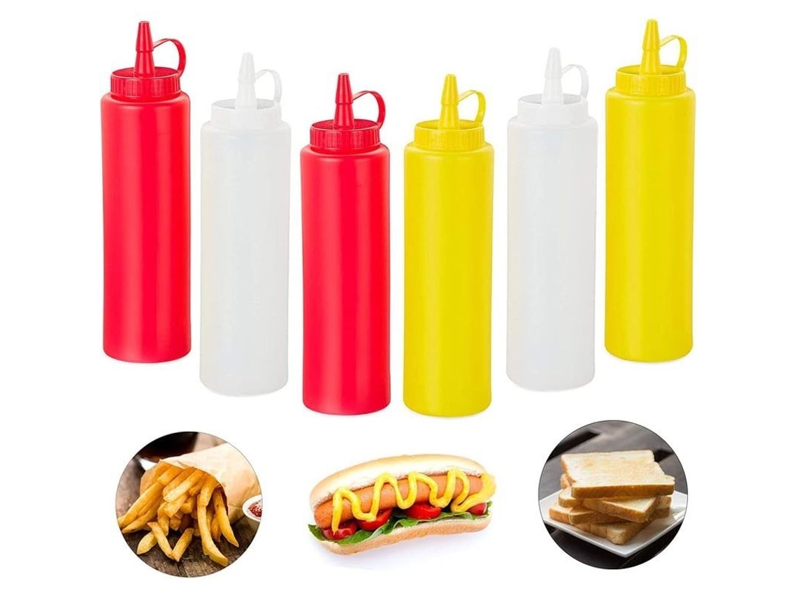 Botella De Salsa Con Tapa 250ml De Plástico Para Mostaza, Condimentos Y Salsas