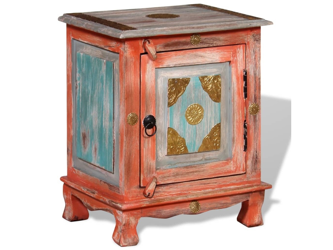 Vidaxl Mesa De Cabeceira Madeira De Mangueira Maciça Laranja