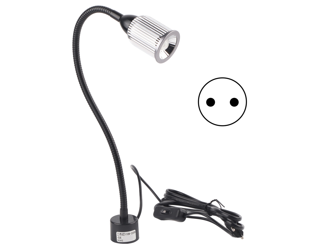 Rebe-luz De Trabalho Led De 10w Com Pescoço Ajustável E Base Magnética Para Máquina De Costura, Plugue Eu 110-220v