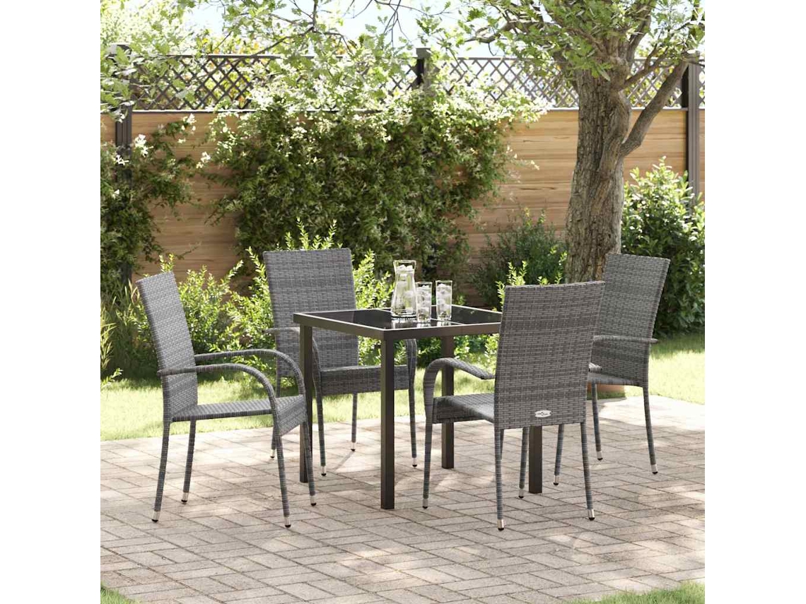 Vidaxl Conjunto De Jantar Para Jardim 5 Pcs Cinzeto Aço Revestido A Pó