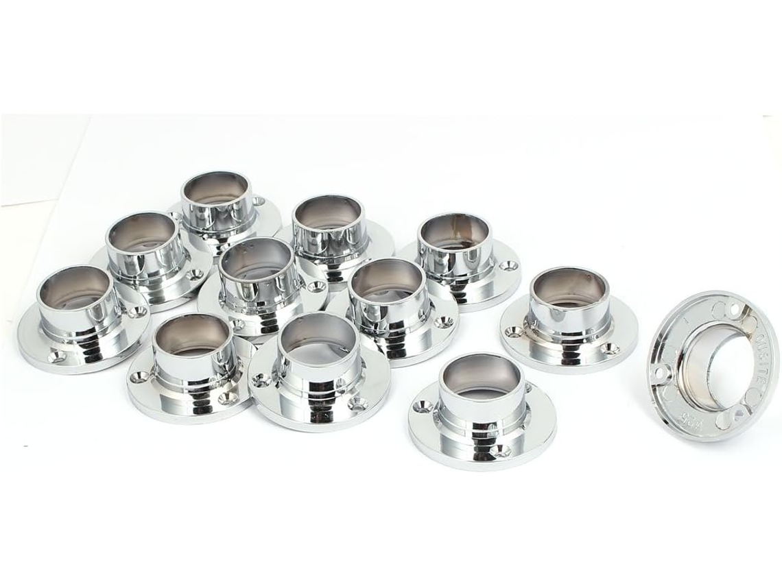 Suportes de Flange para Varão Guarda roupa, Cor Prateada, Diâmetro Interno 25 Mm, 12 Peças CHABERLU