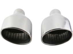 Pontas De Escape Universal Aço Inoxidável Oval Rolada Inclinado 63mm Preta