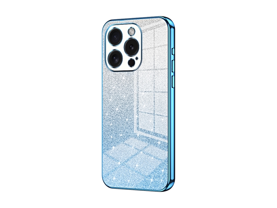 Capa Para Iphone 15 Pro - Glitter Degradê - Acabamento Eletroplaqueado