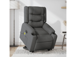 Vidaxl Poltrona Elétrica Elevatória Massagens Tecido Cinzento-escuro