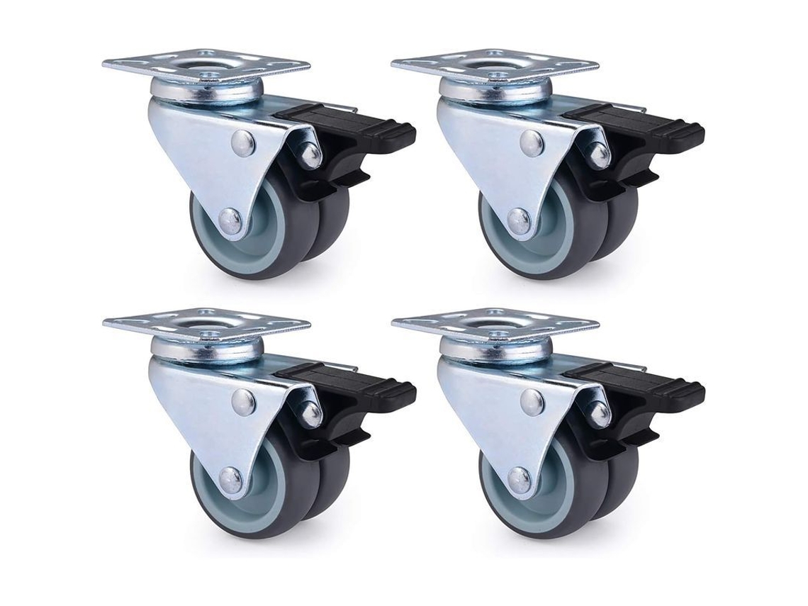 Conjunto de 4 Rodas Giratórias com Freio, Capacidade 600kg, Resistentes