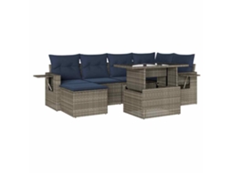 Conjunto de Sofá de Jardim, 7 Peças, Almofadas, Rattan Cinza MAISON EXCLUSIVE