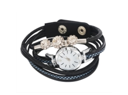 Relógio de Quartzo Feminino com Mostrador Redondo e Strass S/MARCA
