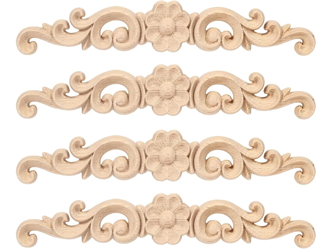 Apliques De Madeira Artesanais Esculpidos Com Design Floral Para Projetos Faça Você Mesmo, 16cm 6, 3 Polegadas, Sem