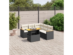 Vidaxl 6 Pcs Conjunto Sofás De Jardim C/ Almofadões Vime Pe Preto