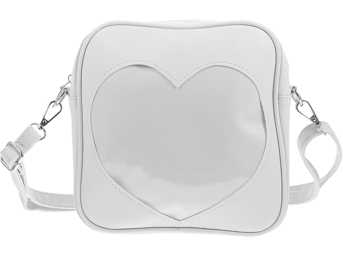 Bolsa De Ombro Feminina Ciieeo Em Couro Pu Branco, Grande Capacidade, Formato De Coração, Leve E Compacta.