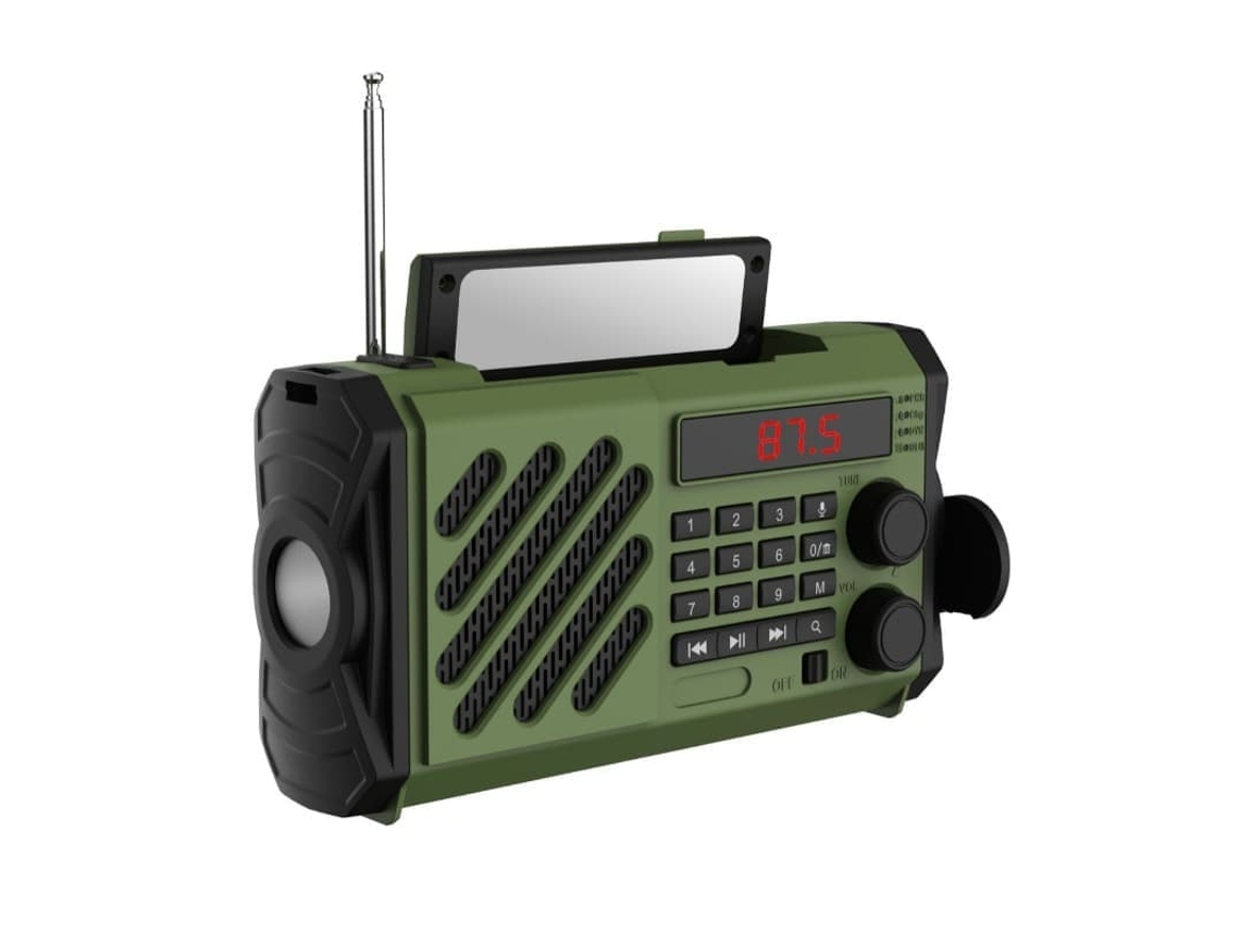 RÁDIO RECEPTOR AQUAFORGE de emergência fm/am com célula solar e lanterna sos, uso externo