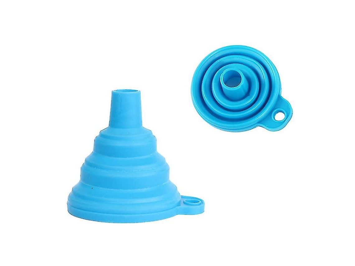 Embudo Colapsável de Silicone para Cozinha, Gadget Plegável, 2 Peças, Azul, Alimentar, Resistente Ao Calor, Economia de Espaço