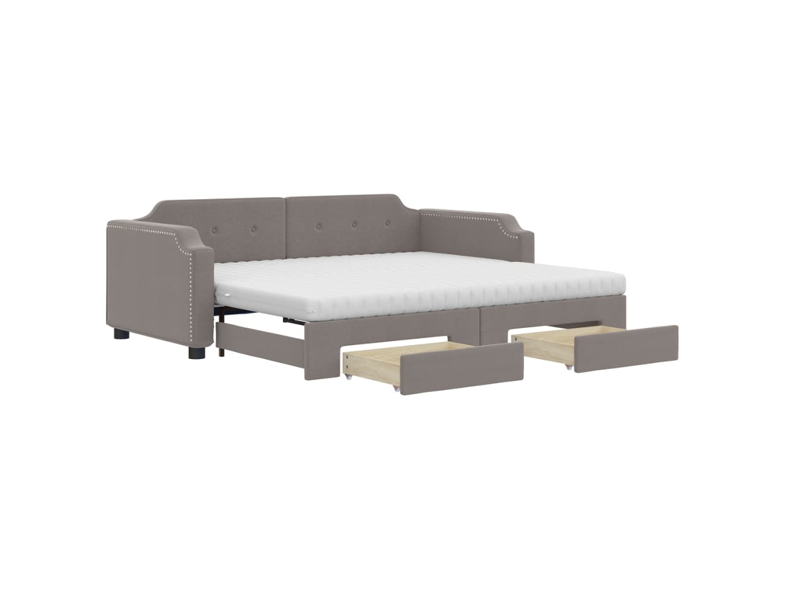 Sofá-cama Com Gavetão Vidaxl Marrom-acinzentado Tecido